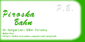 piroska bahn business card